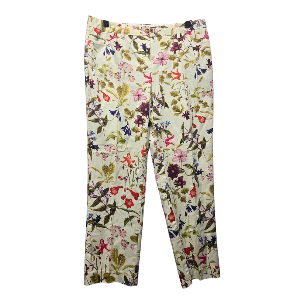 Lands'End Women's Floral Cropped Pants Sizw 10 Botanical Print Multicolor